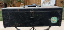 Vintage John Deere Tractor Black Metal Tool Box W/ Tray - Circa 1956-68