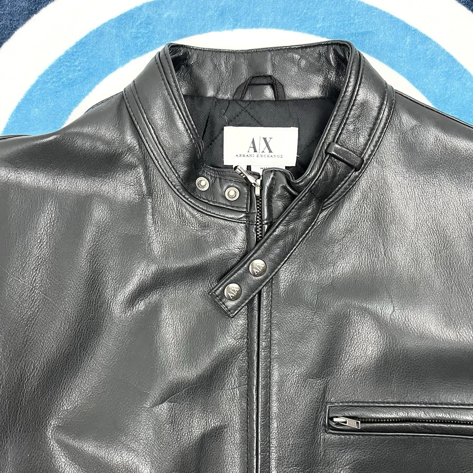 Armani Exchange AX Men’s Black Leather Jacket Size M - NEAR NEW - Image 3 of 4
