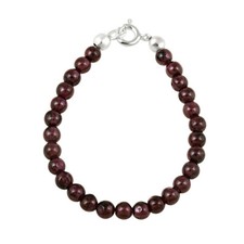925 Silver Cabochon Garnet Beads Baby Bracelet, 4"