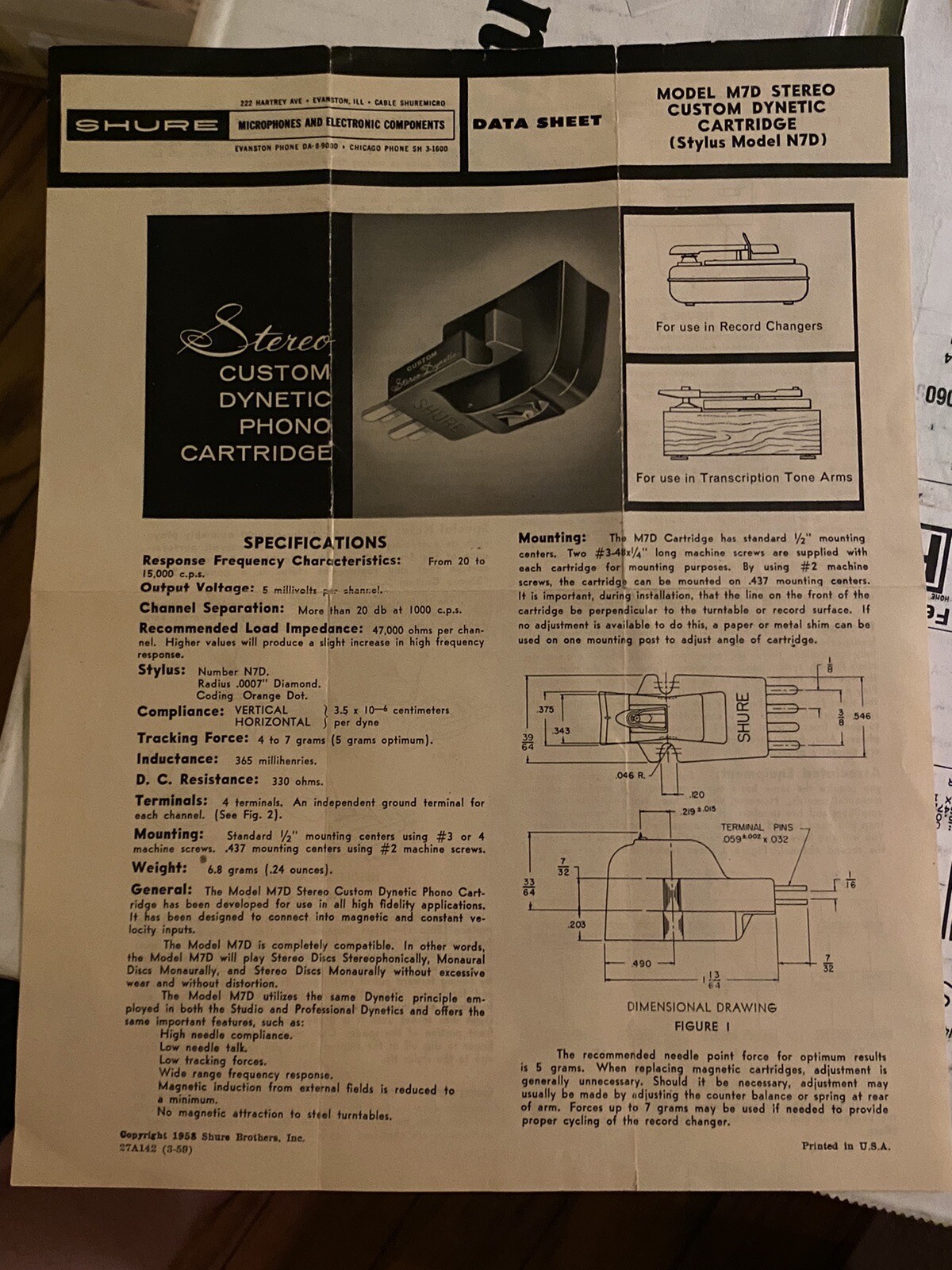 Vintage Shure N3D Stereo Lot Diamond Stylus N7D N8D Part Manuals 1958 eBay