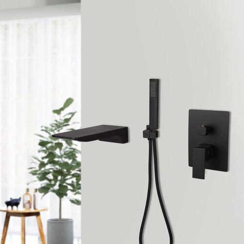 3 PIEZAS Grifo Negro Bañera Botín Cascada Pico Montado en Pared Latón Pulverizador Mano Mezclador - Imagen 10 de 16