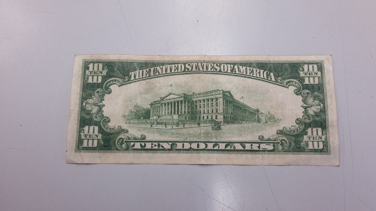 RARE 1934.A $10 DOLLAR BILL FEDERAL RESERVE OF PENNSYLVANIA