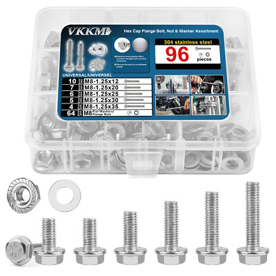 VKKM M6 M8 Hex Cap Flange Bolt Assortment Kit / Screws, Nuts & Washers Set