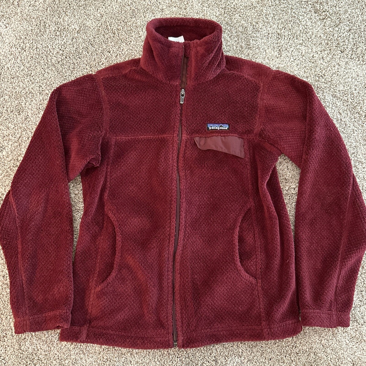 Patagonia Burgundy Outdoor Hiking Fleece Jacket Size XS | eBay