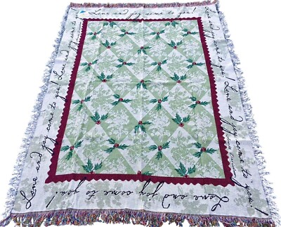 Heart of The Holidays Christmas Holly Tapestry Afghan Throw ~ Annie Danielson