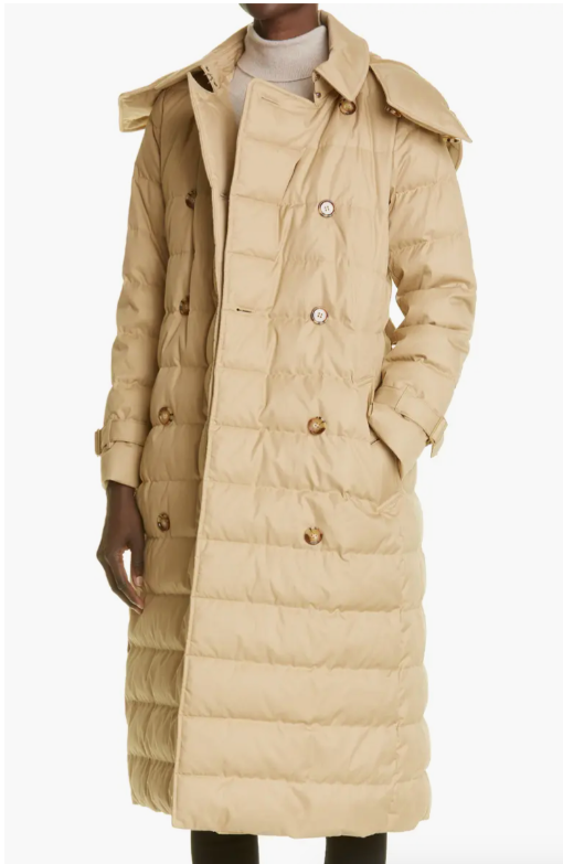 BURBERRY ASHWICK DOUBLE BREASTED QUILTED DOWN REMOVABLE HOOD
