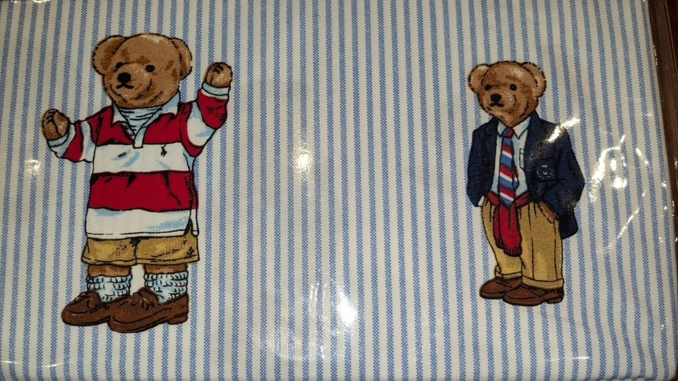 Nuevo con etiquetas Nuevo Juego de sábanas Polo RL versión 2024 para hombre Polo Bear en azul Oxford a rayas Foto 3 de 4