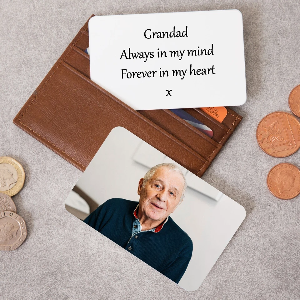 DRIFTING DUCKS Personalised Metal Wallet Card, Memorial Photo Remembrance Date Gift Bereaved