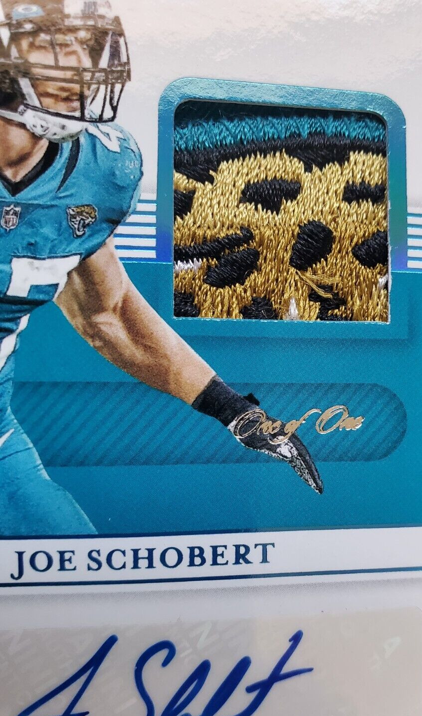 2020 National Treasures Joe Schobert Material Signatures Patch Auto 1/1 Jaguars view 2