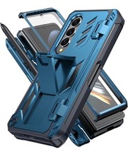 Samsung Galaxy Z-Fold 4 Case Military Grade Hinge Protection, S-Pen Holder BLUE