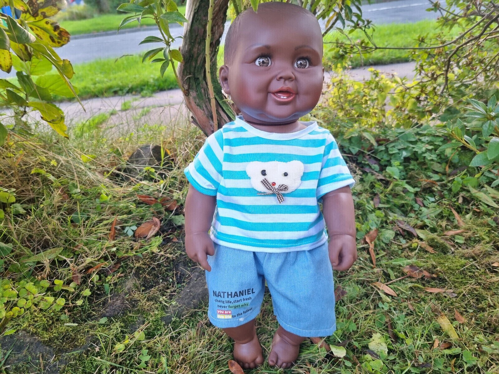 18"" Large Afro Black African Joseph Big Baby Male Doll (Anatomically Correct)