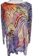 John Mark Zebra Abstract Sweater Embellished Size Medium Boho Artsy