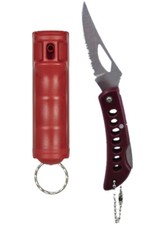 Police Magnum pepper spray 1/2oz red flip top keychain pocket knife self defense