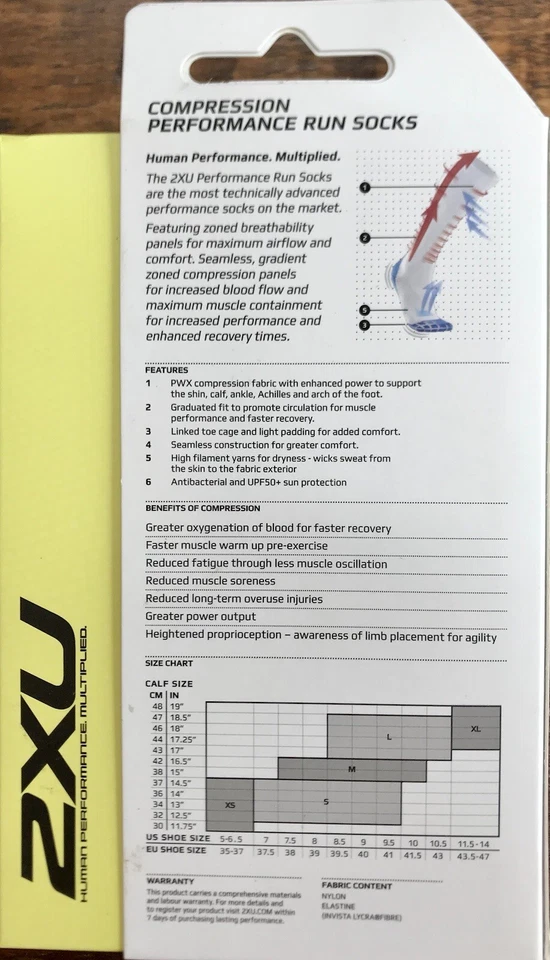 2XU WOMENS Compression  Performance Run Socks IRONMAN Logo~Style WA2443e~Small - Image 3 of 4