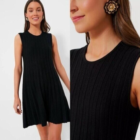 Pomander Place NEW Black Knit Adi Sleeveless A Line Classic Mini Dress Size M