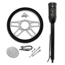 GM Manual 30" Black Steering Column w/o Key & 14" Steering Wheel & Horn Button