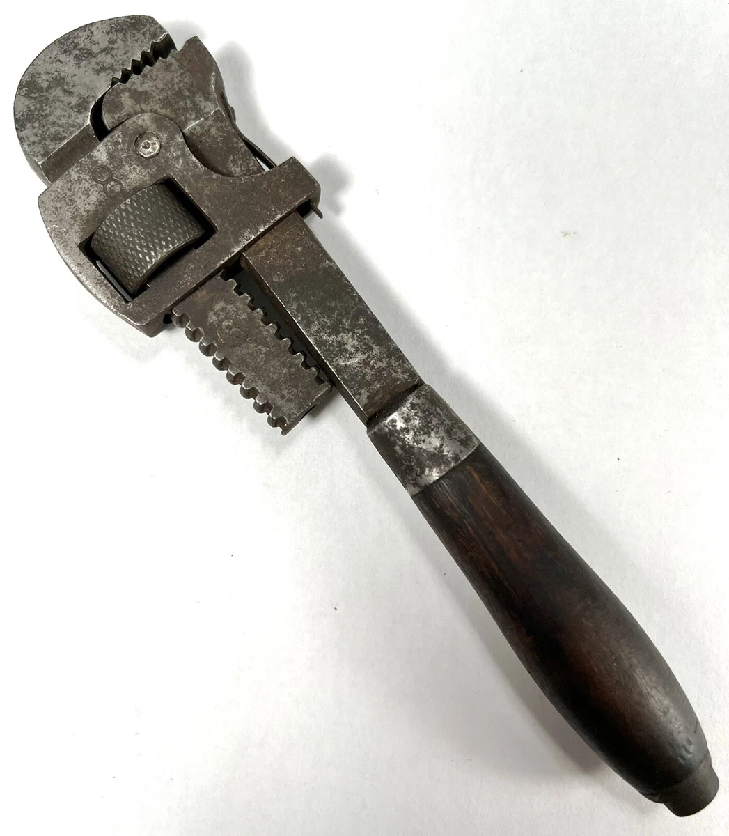 Vintage Monkey Wrench with Wood Handle