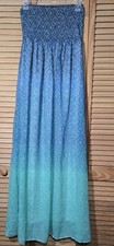 OLD NAVY Women’s Sz M Multicolor Boho Polyester Elastic Straples Maxi Dress C97