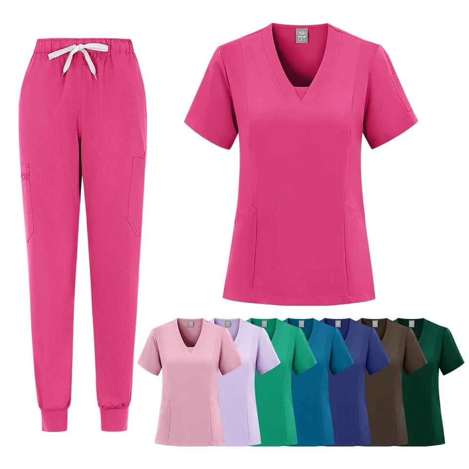 Uniforme médico de quirófano conjunto de trabajo enfermera cirugía dental ropa de trabajo Foto 4 de 4