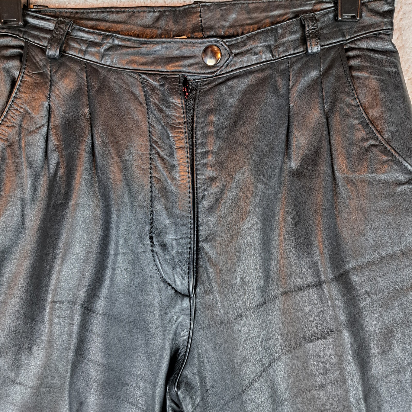 Women Vintage Wenjilli Genuine Leather Pants SIze 6 Biker Sturgis 