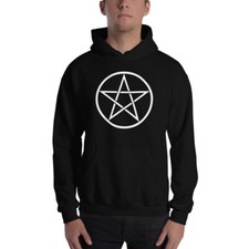 White Goth Wiccan Woven Pentagram Unisex Hoodie Sweatshirt