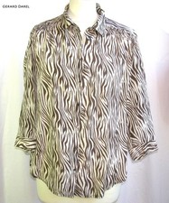 GERARD DAREL - Blouse Sleeves 3/4 Silk Cream  Brown Size 36 - Excellent