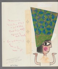 VALENTINES DAY Cartoon Egyptian Queen Nefertiti 4x9" Greeting Card Art #V3911