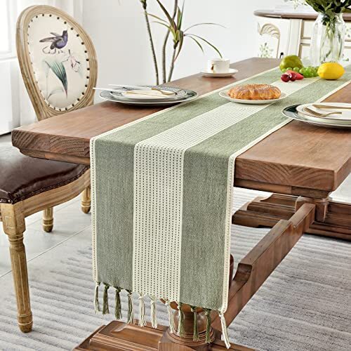Linen Table Runner Farmhouse Macrame Table Runners 90 Inches Long for Dining ... - Picture 5 of 7