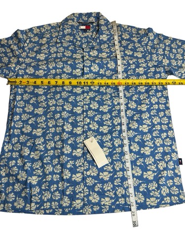 Camisa de Campamento Tommy Hilfiger DE COLECCIÓN Adulto Pequeña Manga Corta Abotonada Azul Nueva con Etiquetas - Imagen 6 de 6
