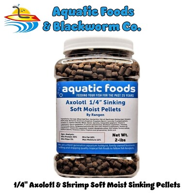 Axolotl  1/4'' Soft Moist Sinking Pellets for Shrimp, Snails, Bottom Fish. JAR
