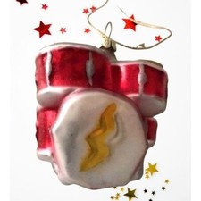 Retro Drums Ornament Glass Musical Band Instrument Christmas Gift New Rock Roll