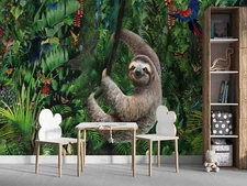 3D Tropical Forest Parrot Koala Wallpaper Wall Murals Removable Wallpaper 52