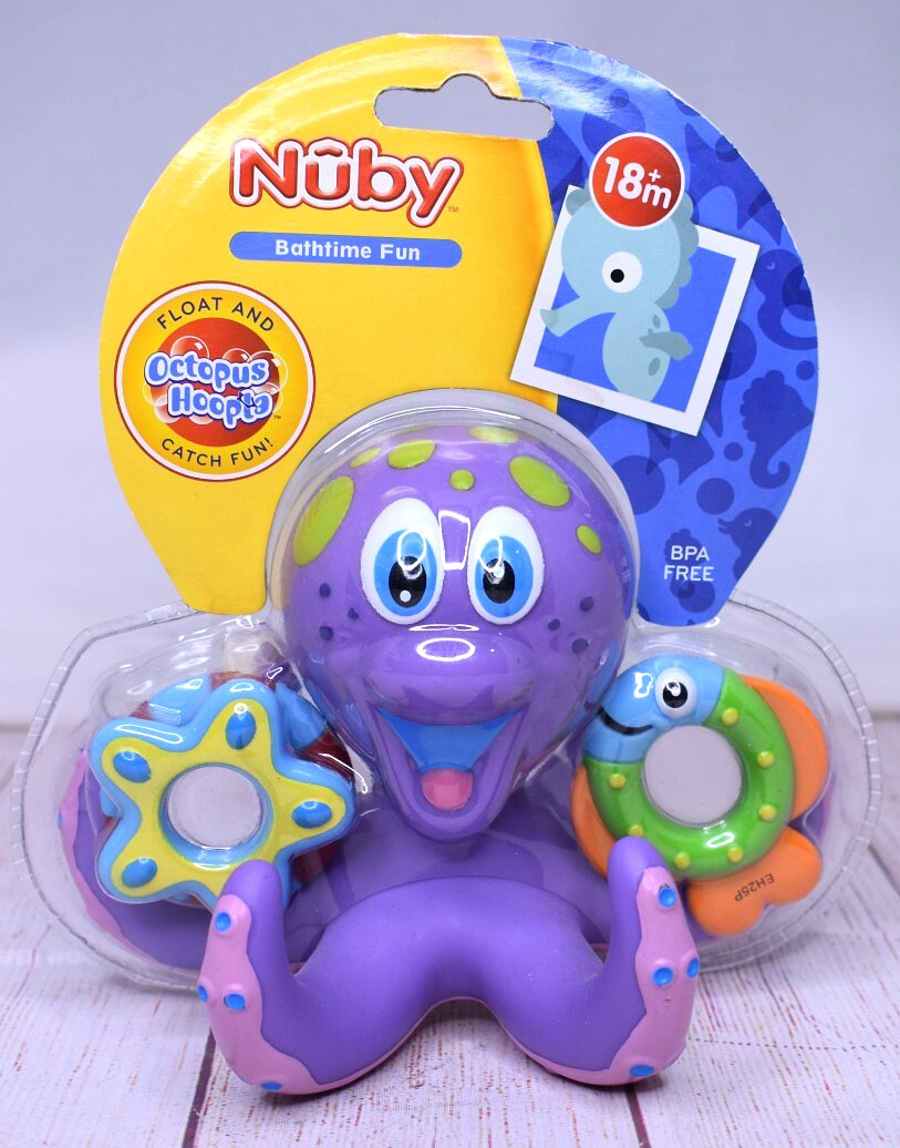 Nuby Octopus Hoopla Bathtime Fun Float Catch Toy Purple 18+ 