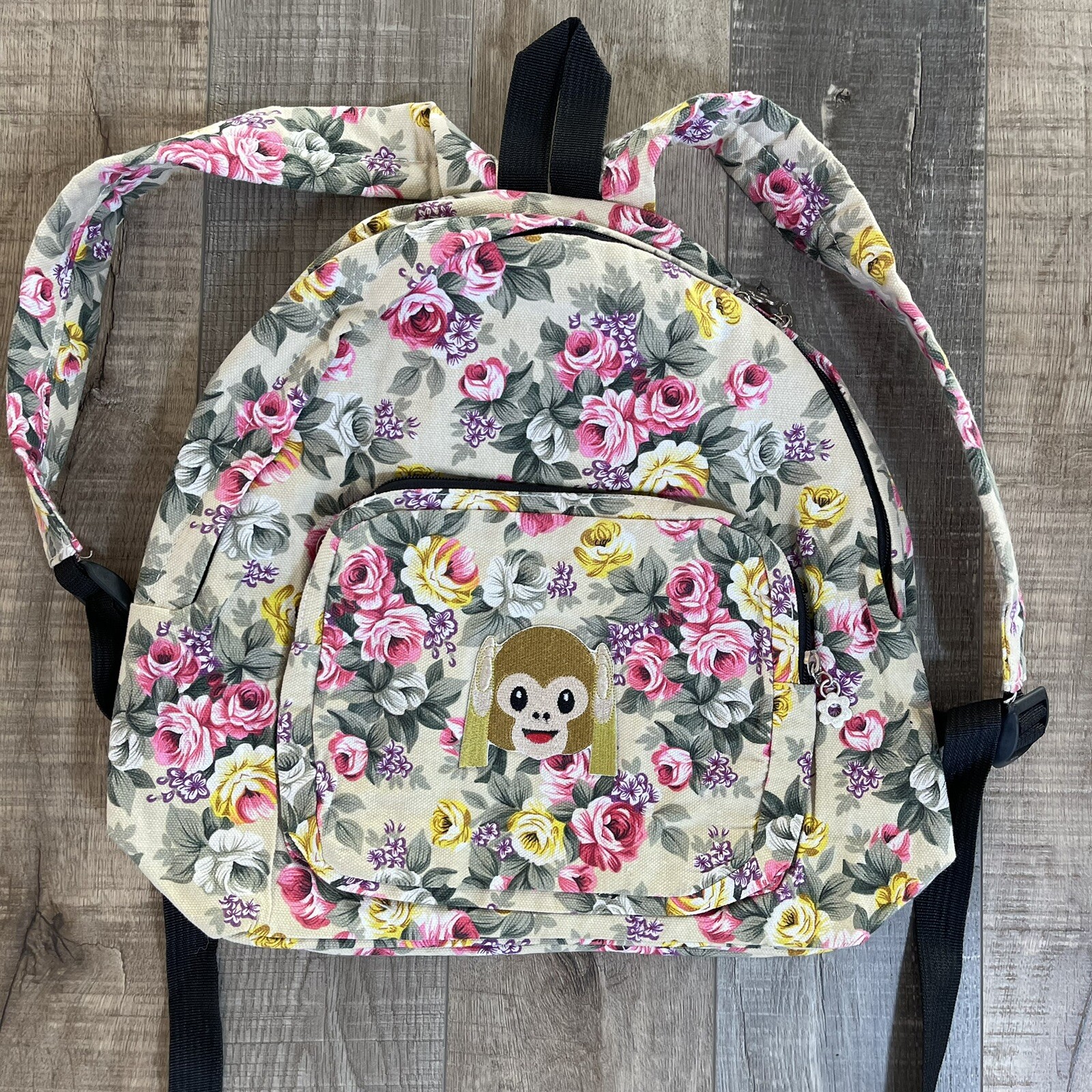 Unbranded 15" Backpack/ School Bookbag Flowers Monkey Bag Multicolor
