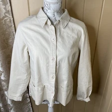 FDJ French Dressing Women's Cotton Blend Cream L/S Top Size 10