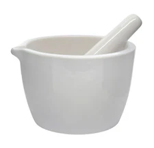Porcelain Mortar & Pestle Set, 25oz - Unglazed Grinding Surface - Eisco Labs