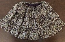 Peek Girls Purple Brown Floral Ruffle Skirt Size XL 10