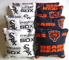 CHICAGO WHITE SOX BEARS CORNHOLE BEAN BAGS SET OF 8 TOP QUALITY TOSS GAME