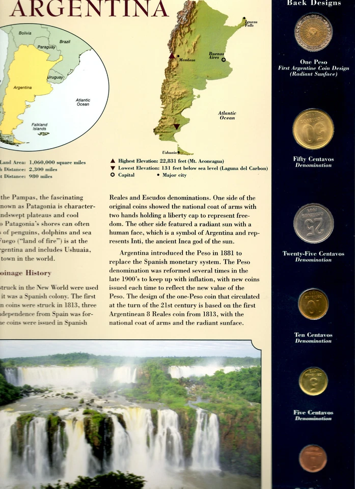 Juego de 6 monedas de todo el mundo Argentina 1992-1998 BU UNC 1 peso 1995 Foto 2 de 2