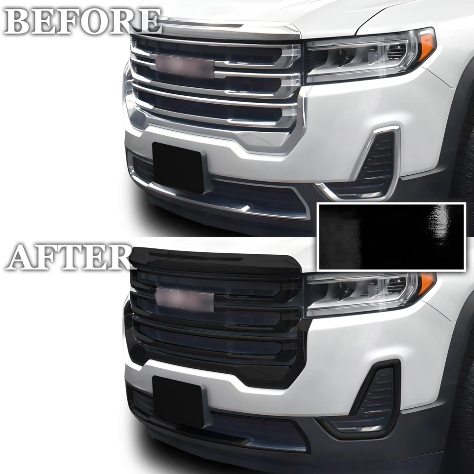 Fits GMC Acadia 2020-2023 Outer Grille Chrome Delete Decal Blackout Vinyl Trim - Image 3 of 4