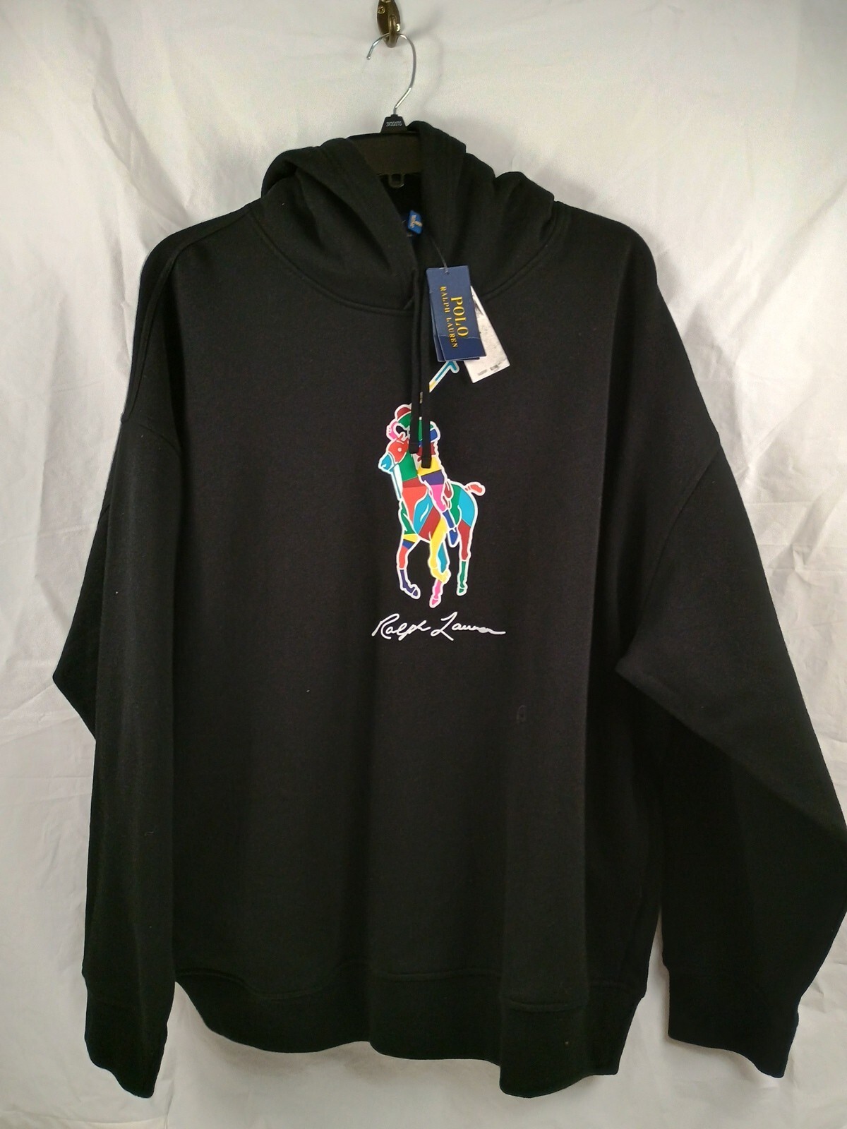 Felpa con cappuccio uomo Polo Ralph Lauren nuova con etichetta nera Big Pony LOGO Big Fit $198.