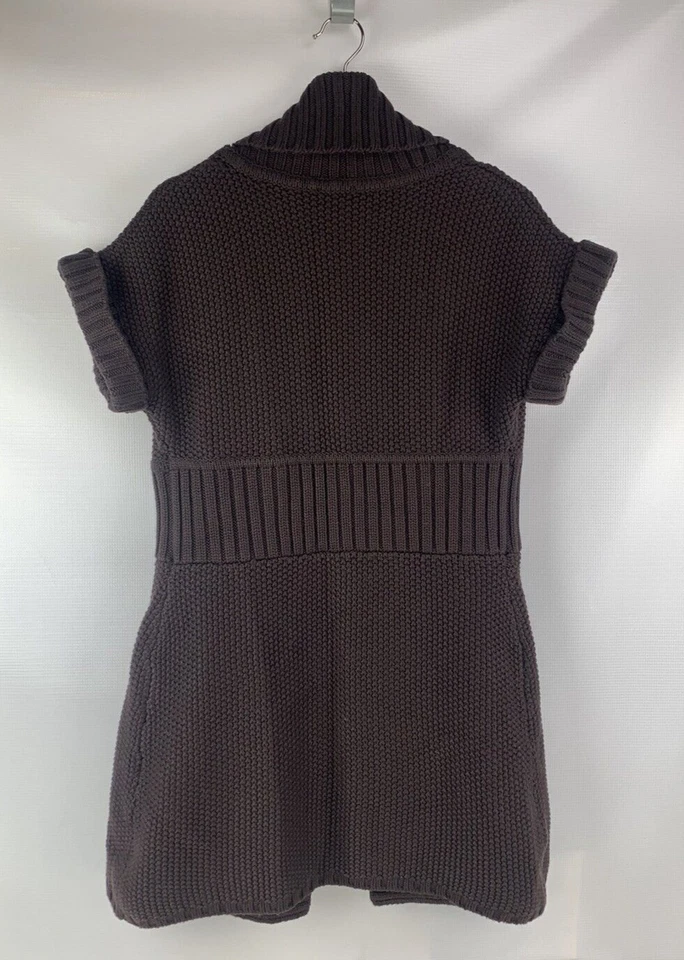 Cárdigan Suéter Kenneth Cole Reacción Marrón Tejido Manga Corta Talla S Foto 4 de 4