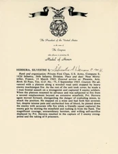 Silvestre Herrera- Signed MOH Certificate