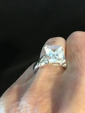 925 Sterling Silver Square Cubic Zirconia Solid Band Ring-Size 9.50