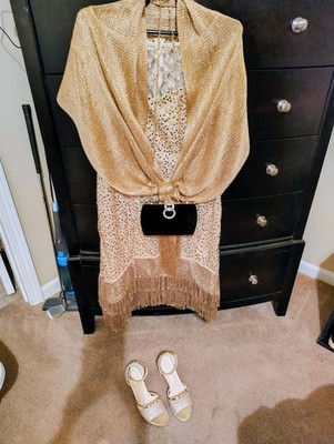 Cute 20s Flapper Style Cocktail Salsa Party Dress, Gold Sequins, Frills, Size M | eBay Cute 20s Flapper Style Cocktail Salsa Party Dress, Gold Sequins, Frills, Size M | eBay