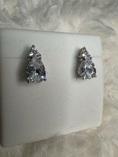 925 Sterling Silver Stud Earrings with Cubic Zirconia NWT