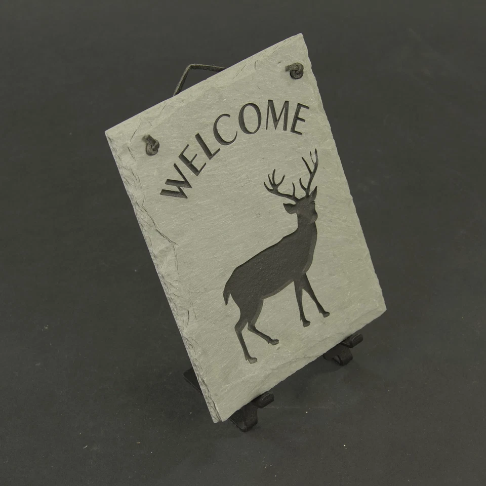 Deer Welcome Sign Hanging Slate 8x10 Rustic Cabin Hospitality NEW Scarce! - Image 2 of 4