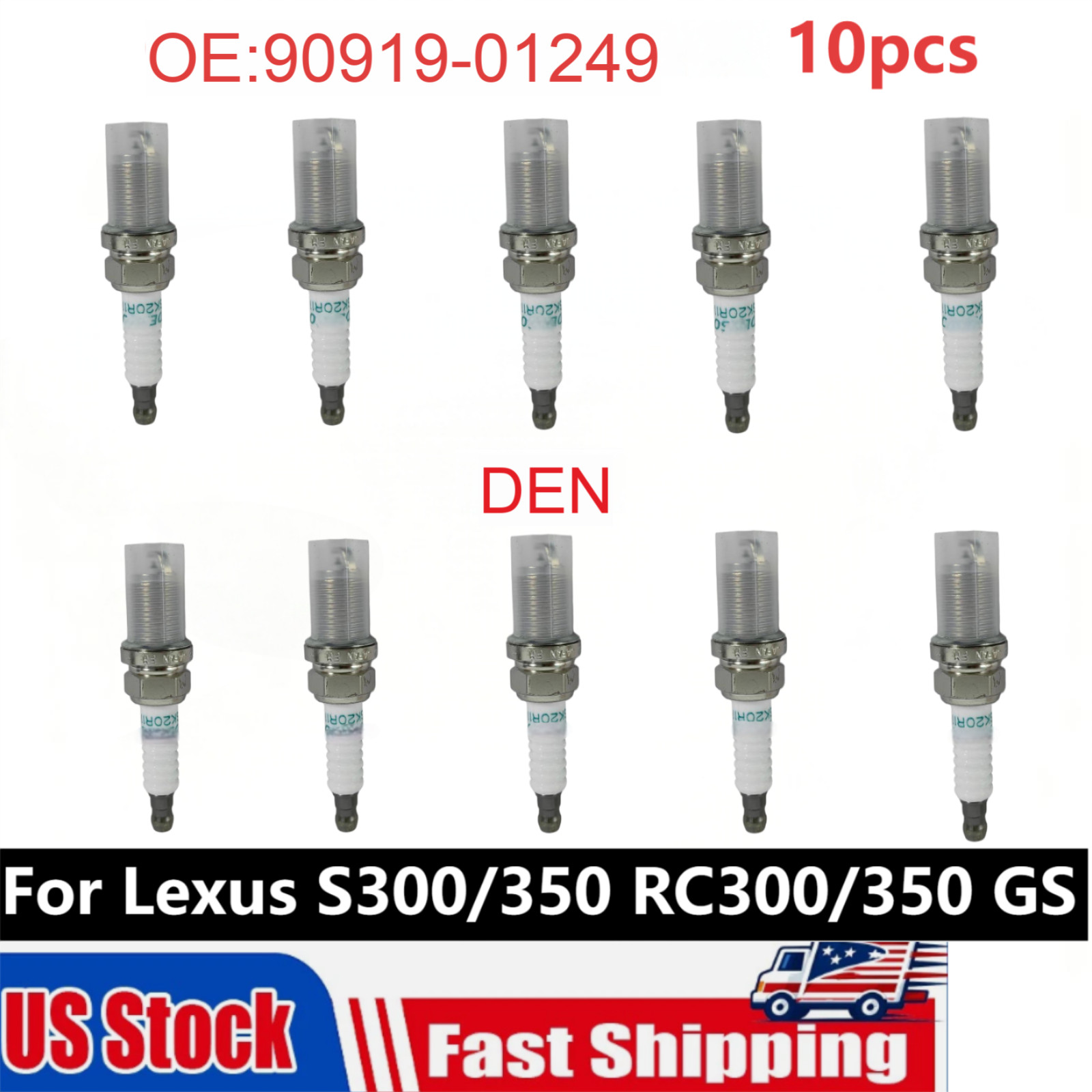 10Pcs Den Iridium Spark Plugs OE:90919-01249 For Lexus IS GS LS RC
