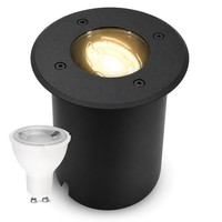 Juavi Bodeneinbauleuchte IP67 Schwarz Schwenkbar GU10 Led 2W Warmweiß Gartenspot