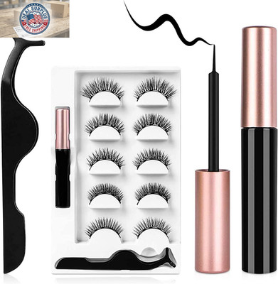 Magnetic Eyelashes with Eyeliner Kit, 5 Pairs Natural Look False Eyelashes with
